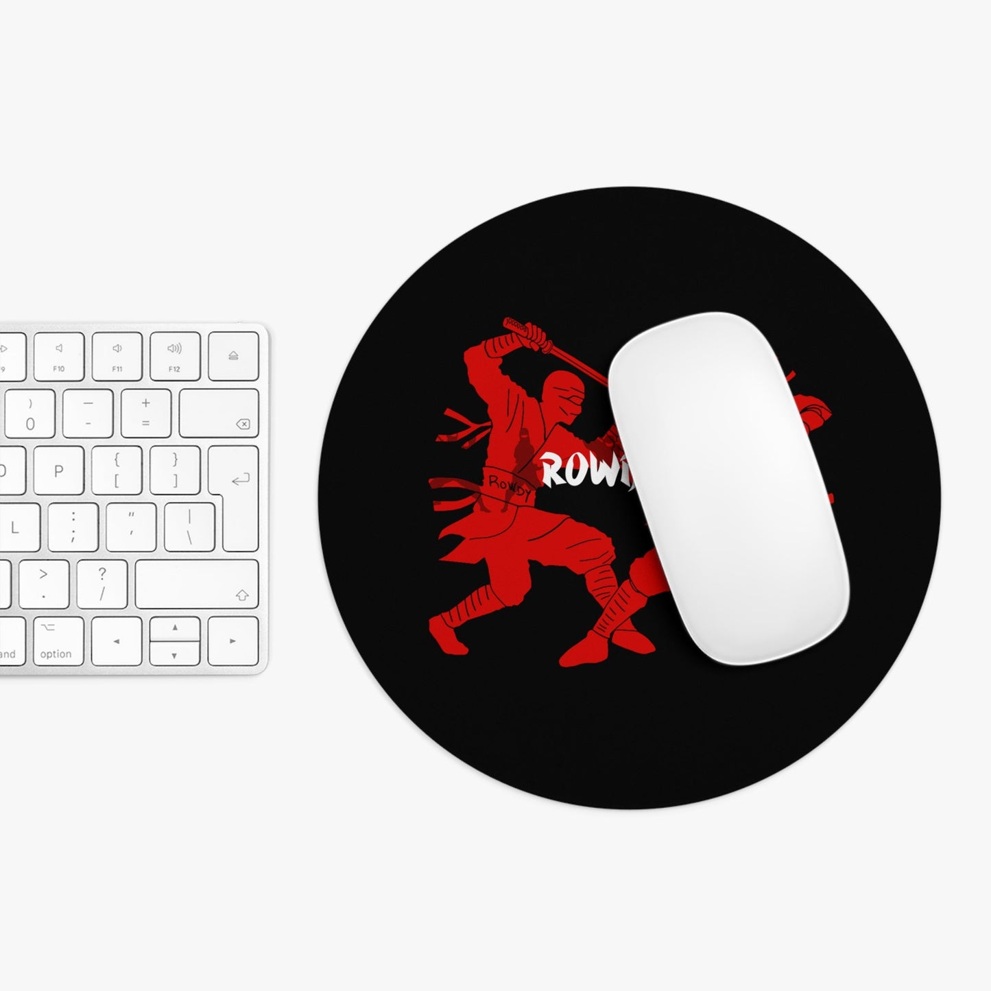 Red Ninja Round Mouse Pad Printify